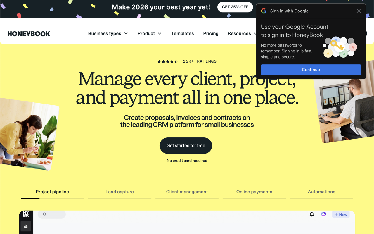HoneyBook screenshot